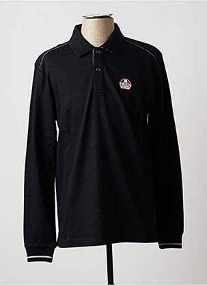 Polo broderie motifs brodés manches longues noir DELAHAYE homme