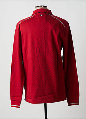 Polo broderie motifs brodés manches longues rouge DELAHAYE homme