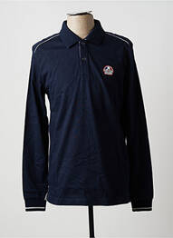 Polo broderie motifs brodés manches longues bleu DELAHAYE homme