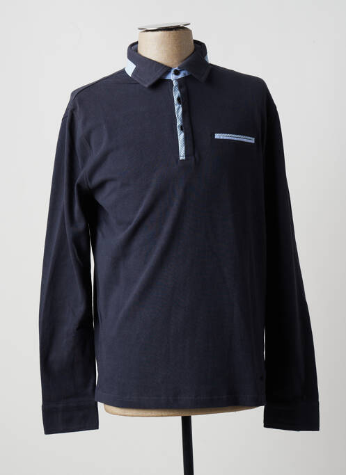 Polo manches longues manches longues bleu DELAHAYE homme
