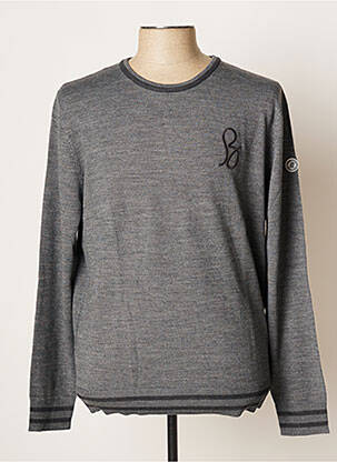 Pull tissage chiné manches longues gris SERGE BLANCO homme