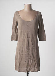 Robe courte manches 3/4 manches 3/4 marron TEENFLO femme