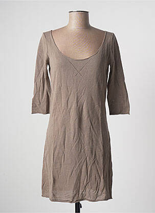 Robe courte manches 3/4 manches 3/4 marron TEENFLO femme
