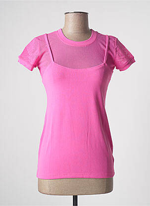 T-shirt coupe cintrée manches courtes rose TEENFLO femme