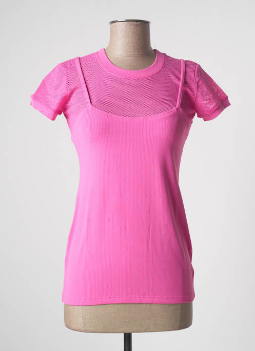 T-shirt coupe cintrée manches courtes rose TEENFLO femme