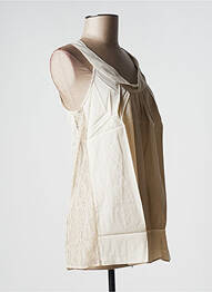 Top coupe cintrée sans manche beige TEENFLO femme
