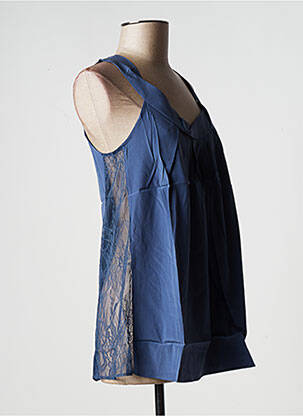 Top coupe cintrée sans manche bleu TEENFLO femme