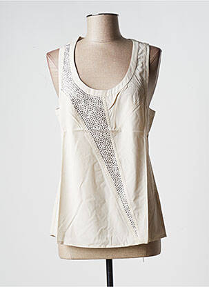 Top coupe cintrée sans manche beige TEENFLO femme