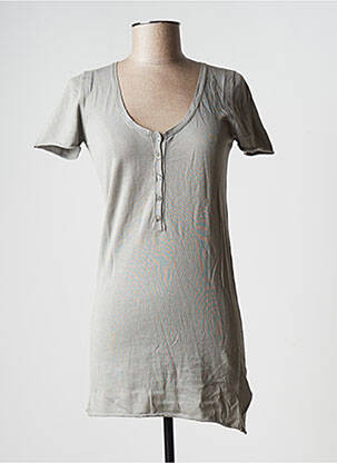 Pull tunique stretch manches courtes gris STEFAN GREEN femme