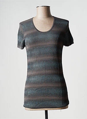 Pull coupe cintrée manches courtes vert STEFAN GREEN femme