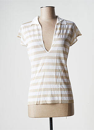 Pull col v manches courtes beige STEFAN GREEN femme