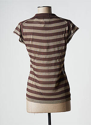 Pull col v manches courtes marron STEFAN GREEN femme