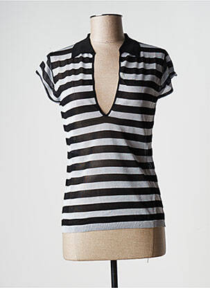 Pull finition bords-côtes manches courtes noir STEFAN GREEN femme