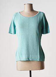 Pull finition bords-côtes manches courtes bleu STEFAN GREEN femme