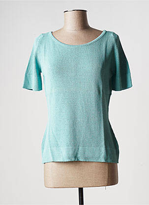Pull finition bords-côtes manches courtes bleu STEFAN GREEN femme
