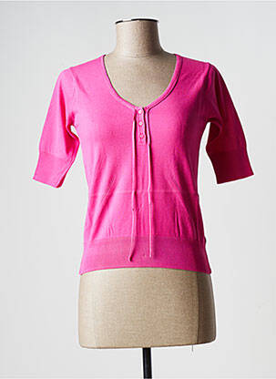 Pull finition bords-côtes manches courtes rose STEFAN GREEN femme