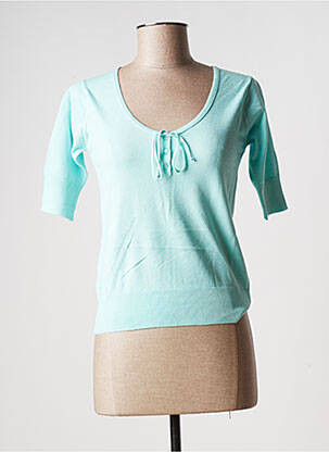 Pull col v manches courtes bleu STEFAN GREEN femme