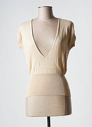 Pull finition bords-côtes manches courtes beige STEFAN GREEN femme