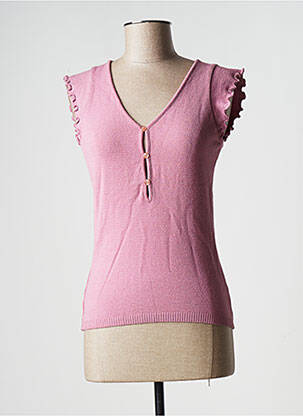 Pull tissage chiné manches courtes rose TEENFLO MAURICE TARICA femme