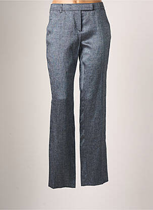 Pantalon droit fermeture zippée sous rabat avec crochet taille normale bleu TEENFLO femme