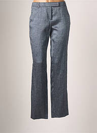 Pantalon droit fermeture zippée sous rabat avec crochet taille normale bleu TEENFLO femme