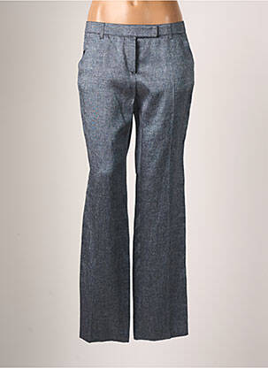 Pantalon droit fermeture zippée sous rabat avec crochet taille normale bleu TEENFLO femme