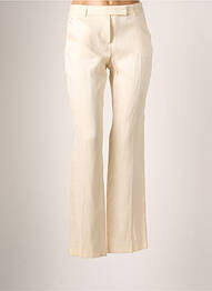 Pantalon droit fermeture zippée sous rabat avec crochet taille normale beige TEENFLO femme