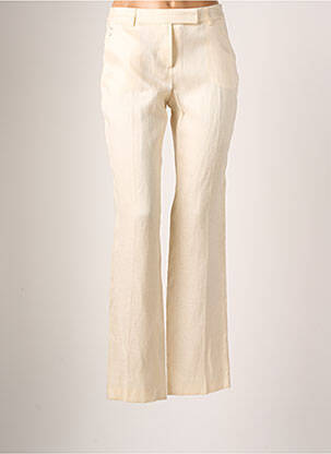 Pantalon droit fermeture zippée sous rabat avec crochet taille normale beige TEENFLO femme