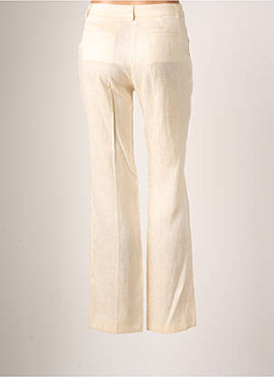 Pantalon droit fermeture zippée sous rabat avec crochet taille normale beige TEENFLO femme
