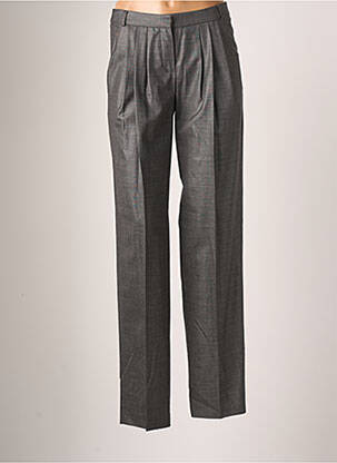 Pantalon droit fermeture zippée sous rabat avec crochet taille normale gris TEENFLO femme