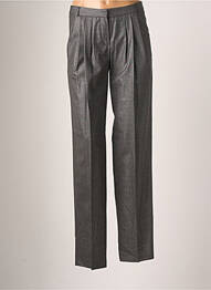 Pantalon droit fermeture zippée sous rabat avec crochet taille normale gris TEENFLO femme