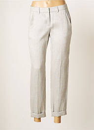 Pantalon chino fermeture zippée sous rabat avec crochet taille normale gris TEENFLO femme