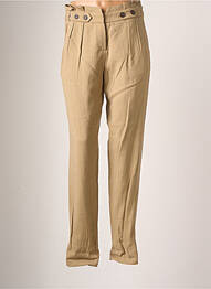 Pantalon droit stretch taille haute beige TEENFLO femme