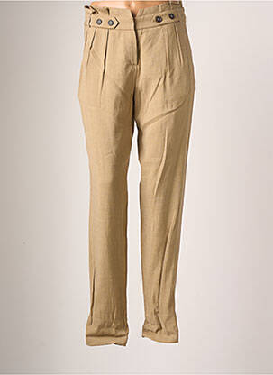 Pantalon droit coupe carotte taille haute beige TEENFLO femme