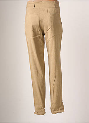 Pantalon droit coupe carotte taille haute beige TEENFLO femme
