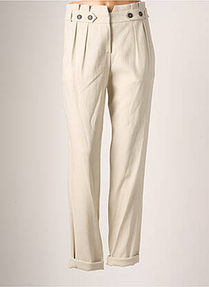 Pantalon droit coupe carotte taille haute blanc TEENFLO femme