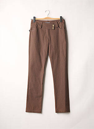 Pantalon slim tissage popeline taille normale marron TEENFLO MAURICE TARICA femme