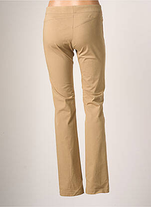Pantalon droit fermeture zippée sous rabat avec crochet taille normale beige TEENFLO femme