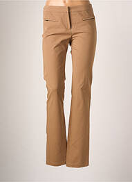 Pantalon droit fermeture zippée sous rabat avec crochet taille normale marron TEENFLO femme