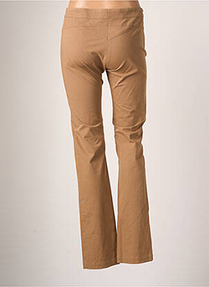 Pantalon droit fermeture zippée sous rabat avec crochet taille normale marron TEENFLO femme