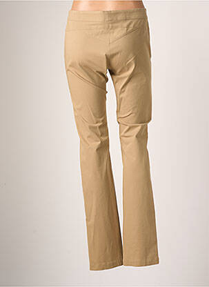 Pantalon droit fermeture zippée sous rabat avec crochet taille normale beige TEENFLO femme