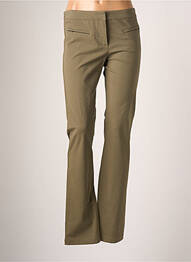 Pantalon droit fermeture zippée sous rabat avec crochet taille normale vert TEENFLO femme