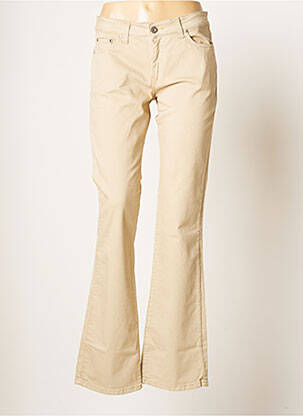Pantalon droit fermeture zippée sous rabat boutonné taille normale beige TEENFLO femme