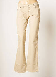 Pantalon droit fermeture zippée sous rabat boutonné taille normale beige TEENFLO femme