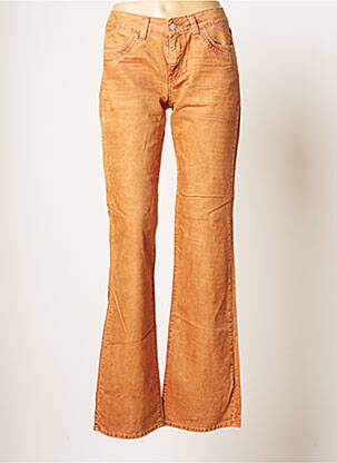 Pantalon droit fermeture zippée sous rabat boutonné taille normale orange TEENFLO femme