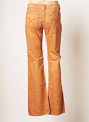 Pantalon droit fermeture zippée sous rabat boutonné taille normale orange TEENFLO femme