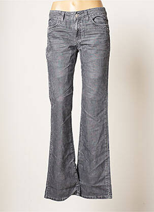 Pantalon droit fermeture zippée sous rabat boutonné taille normale gris TEENFLO femme