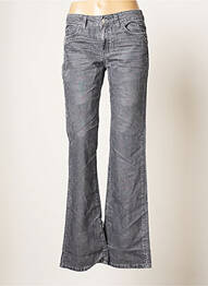 Pantalon droit fermeture zippée sous rabat boutonné taille normale gris TEENFLO femme