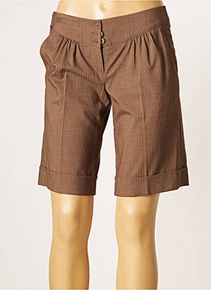 Bermuda coupe droite taille normale marron TEENFLO femme