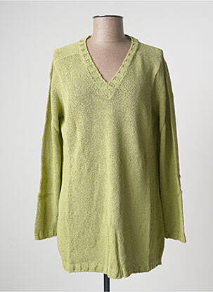 Pull tunique finition bords-côtes manches longues vert STEFAN GREEN femme